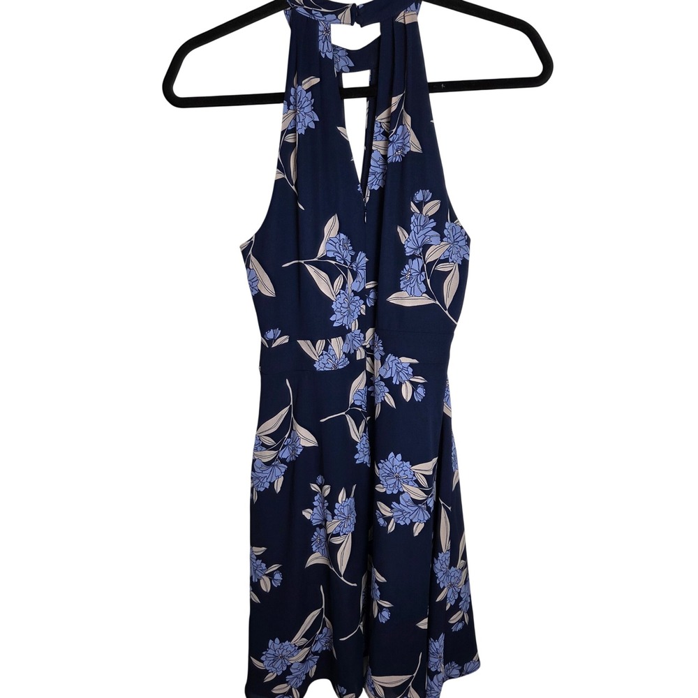 Express Halter Dress Fit Flare‎ Floral Keyhole Cocktail Wedding Guest